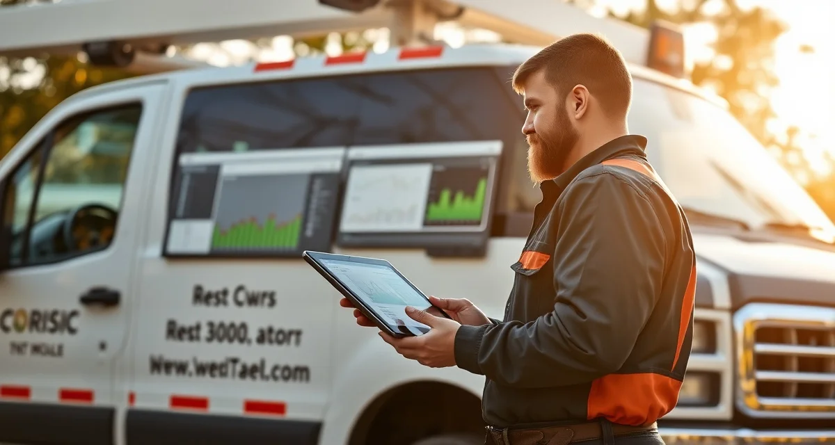 Crew Control software for small tree service business management Tree service company manager using crew management software on tablet to coordinate small team operations and scheduling