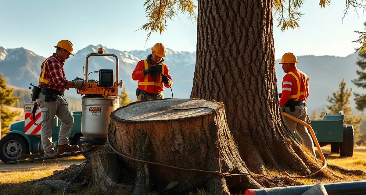 StumpIQ tree service management software for Idaho Tree service software interface displayed on tablet showing GPS dispatch and AI quoting for Idaho stump removal companies managing jobs efficiently