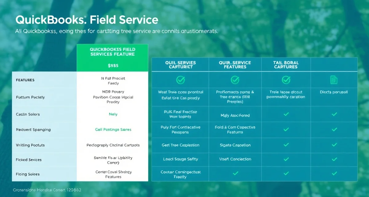 Pricing comparison breakdown for QuickBooks Field Service QuickBooks Field Service pricing comparison chart for tree service and stump removal business management software costs and features